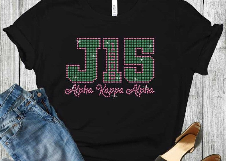 J15 Alpha Kappa Alpha 1908 Rhinestone Tshirt